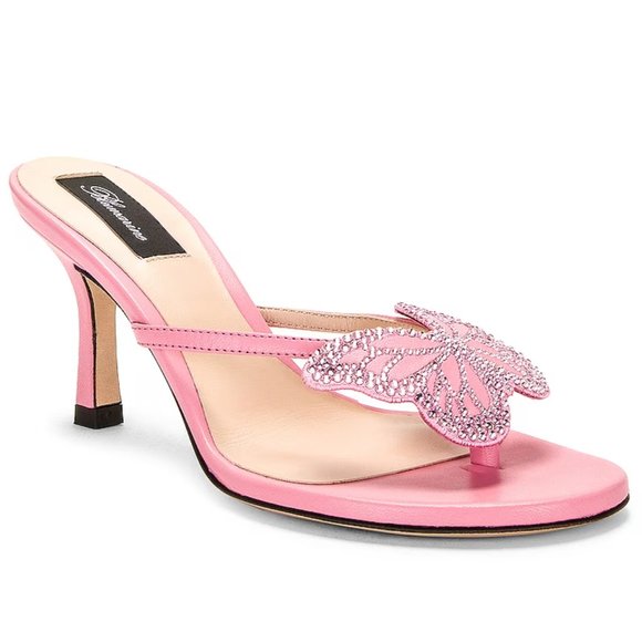 Blumarine Shoes Blumarine Butterfly Heeled Sandals In Pink Thong